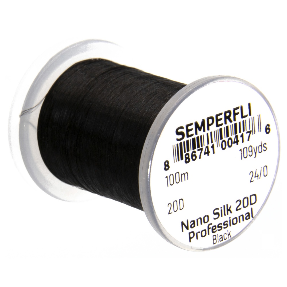 Semperfli Nano Silk Pro 20D Black Gel Spun Polyethylene (GSP) Fly Tying Thread (Product Length 109 Yds / 100m)